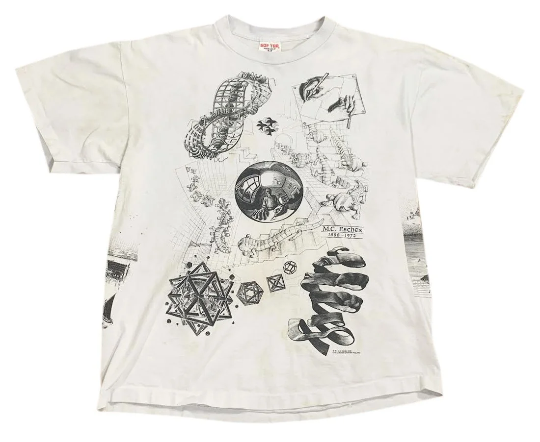 Vintage M.C. Escher All Over Print T Shirt (Size XL) — RootsBK